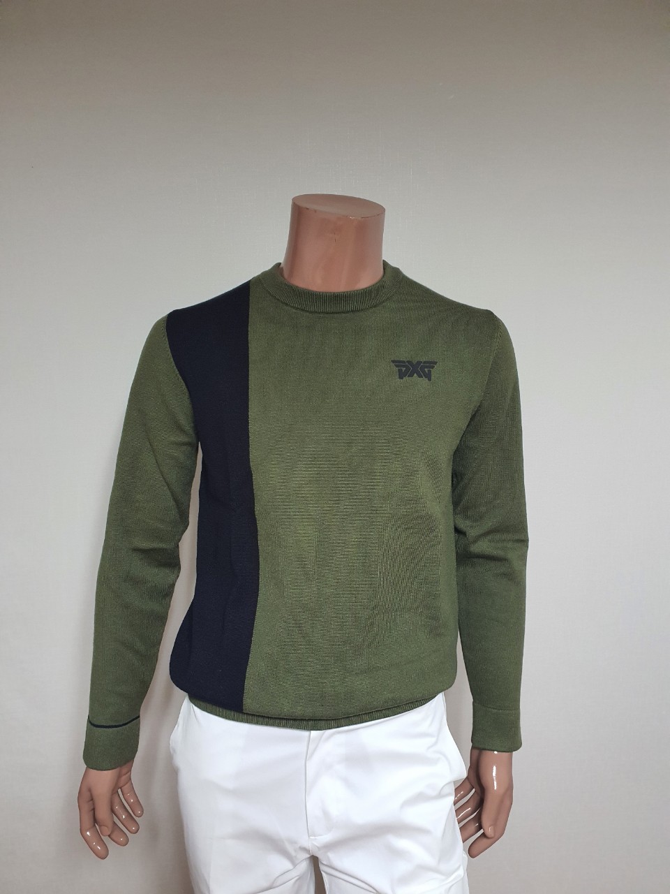 PXG 배색 라운드 니트