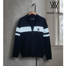 어뉴 리퍼 가슴 자수 니트 집업