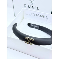 샤넬 abq08 스틸 로고 머리띠 블랙