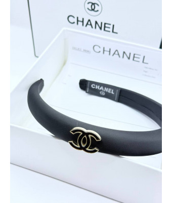샤넬 abq08 스틸 로고 머리띠 블랙