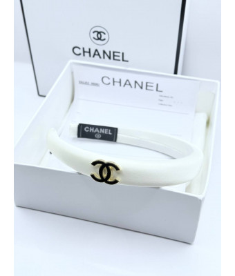 샤넬 abq07 스틸 로고 머리띠 화이트